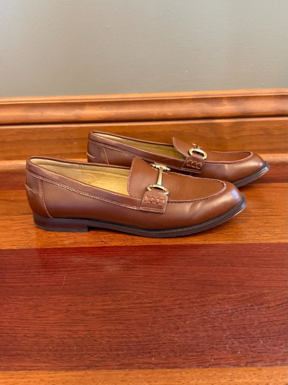 J. Crew Classic Loafers Camel with Gold Bit Academia Old Money, Size 7 - Picture 5 of 11
